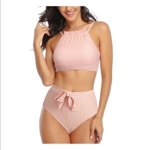 High Waist Bikini Set Striped Two Piece Swimsuit